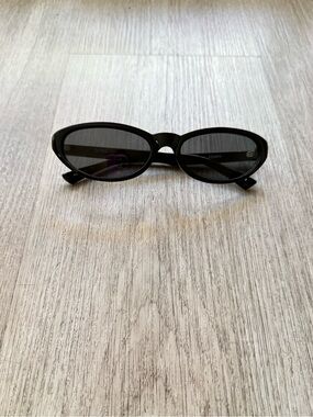 otra kenny black chic small slim narrow modern cat eye sunglasses eyewear NEW